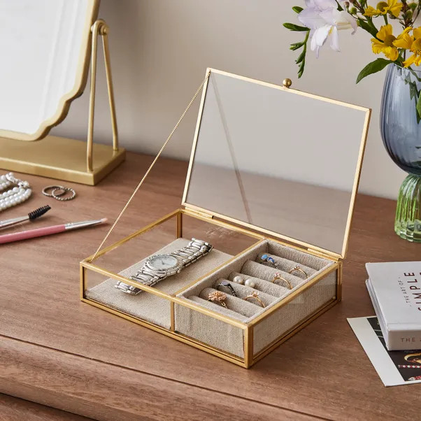 Metal & Glass Jewellery Box | Dunelm