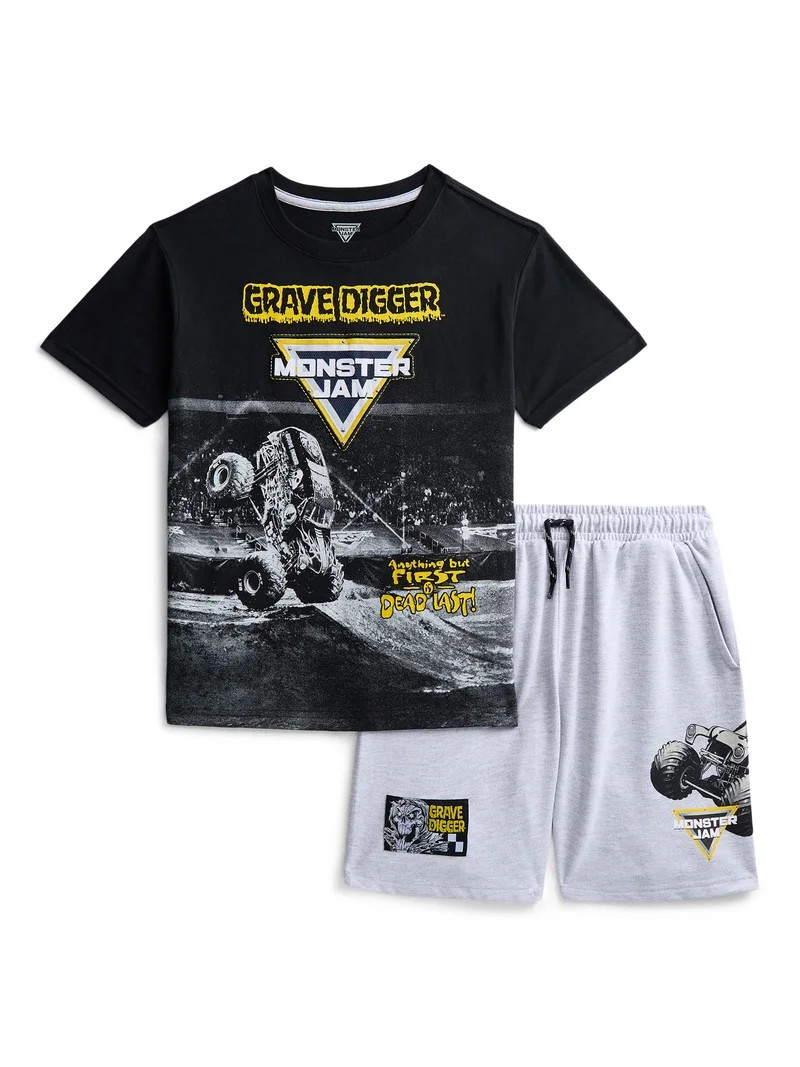 Monster Jam Boys Short Sleeve Graphic Tee and Shorts Set, 2-Piece, Sizes 4-16 | Walmart (US)