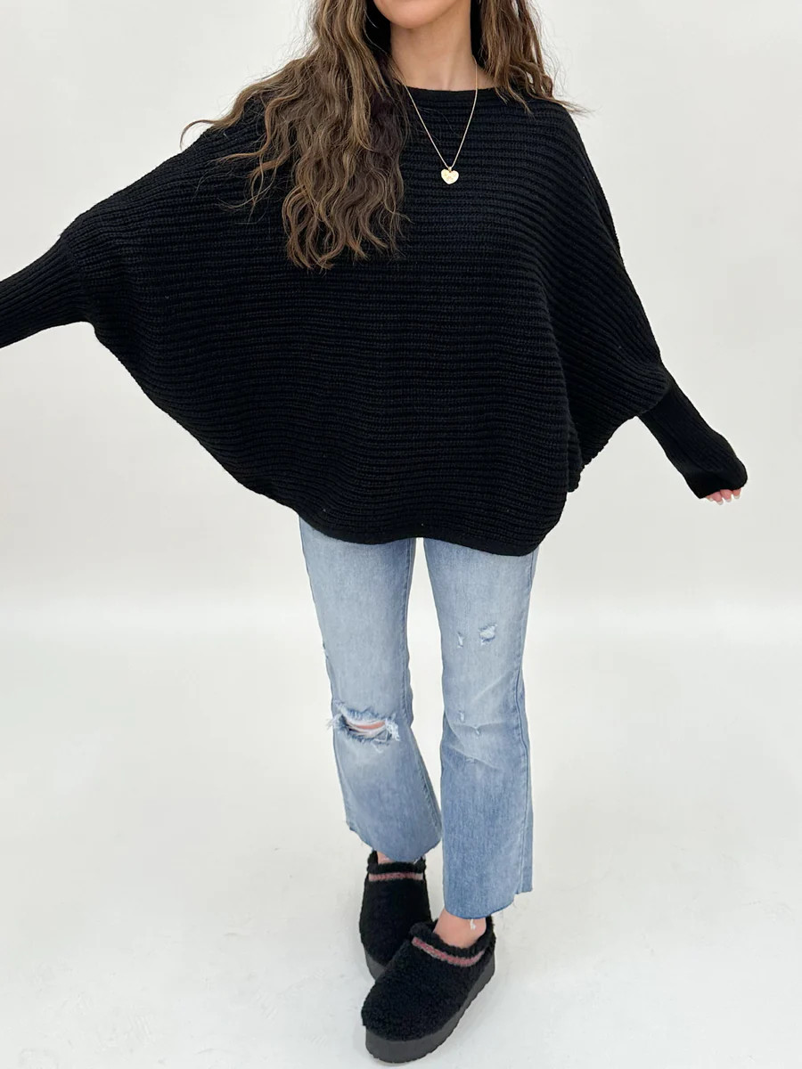 Harmony Ribbed Knit Sweater | Black | Talulah