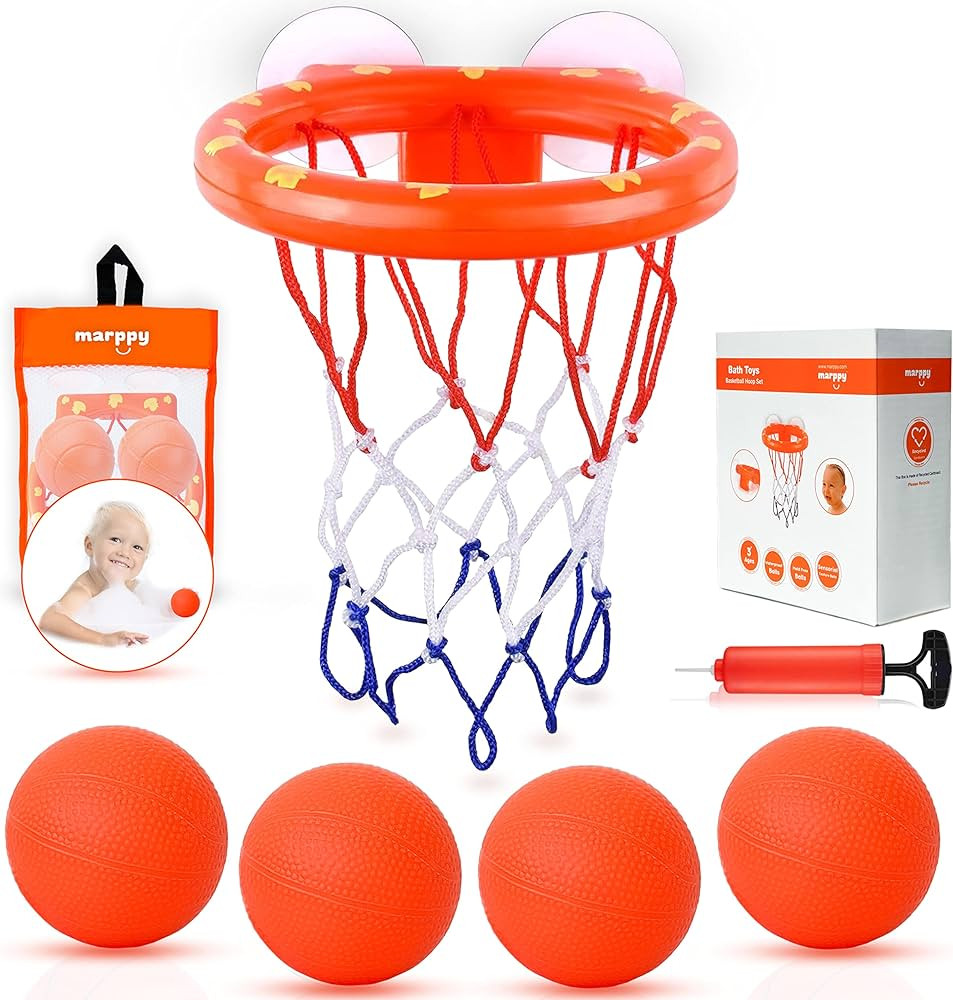 MARPPY Bath Toys, Bathtub Basketball Hoop for Toddlers Kids, Boys and Girls with 4 Soft Balls Set... | Amazon (US)