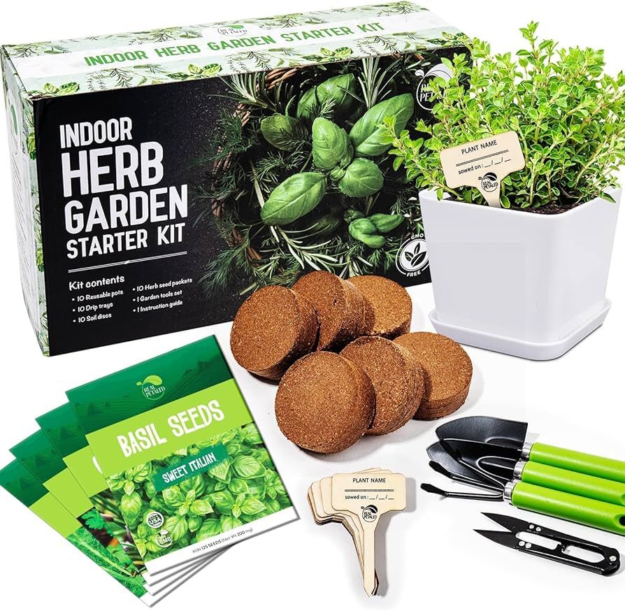 REALPELATED Indoor Herb Garden Kit 10 Non-GMO Herbs- Window Herb Garden Kit with 10 Reusable Pots... | Amazon (US)