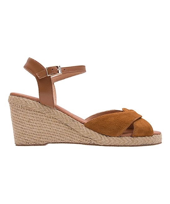 Andre Assous Women's Sandals CUERO - Brown Crisscross Ellie Suede Espadrille Wedge Sandal - Women | Zulily