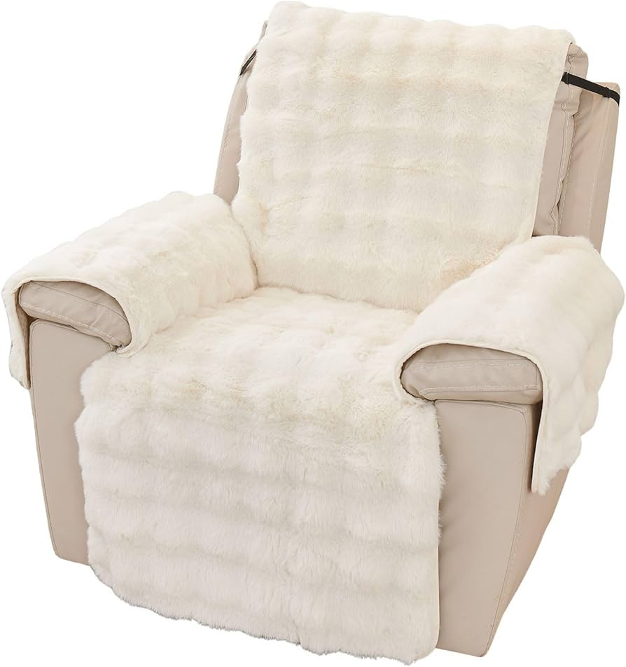 vctops Faux Fur Fluffy Recliner Chair Slipcover Faux Rabbit Fur Non Slip Sofa Cover Super Soft Pl... | Amazon (US)