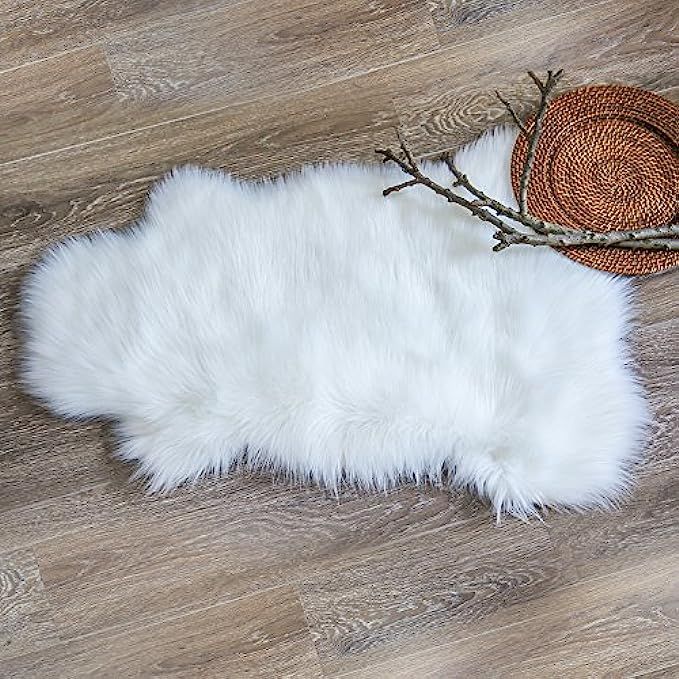 Ashler Soft Faux Sheepskin Fur Chair Couch Cover Area Rug for Bedroom Floor Sofa Living Room 2 x 3 F | Amazon (US)