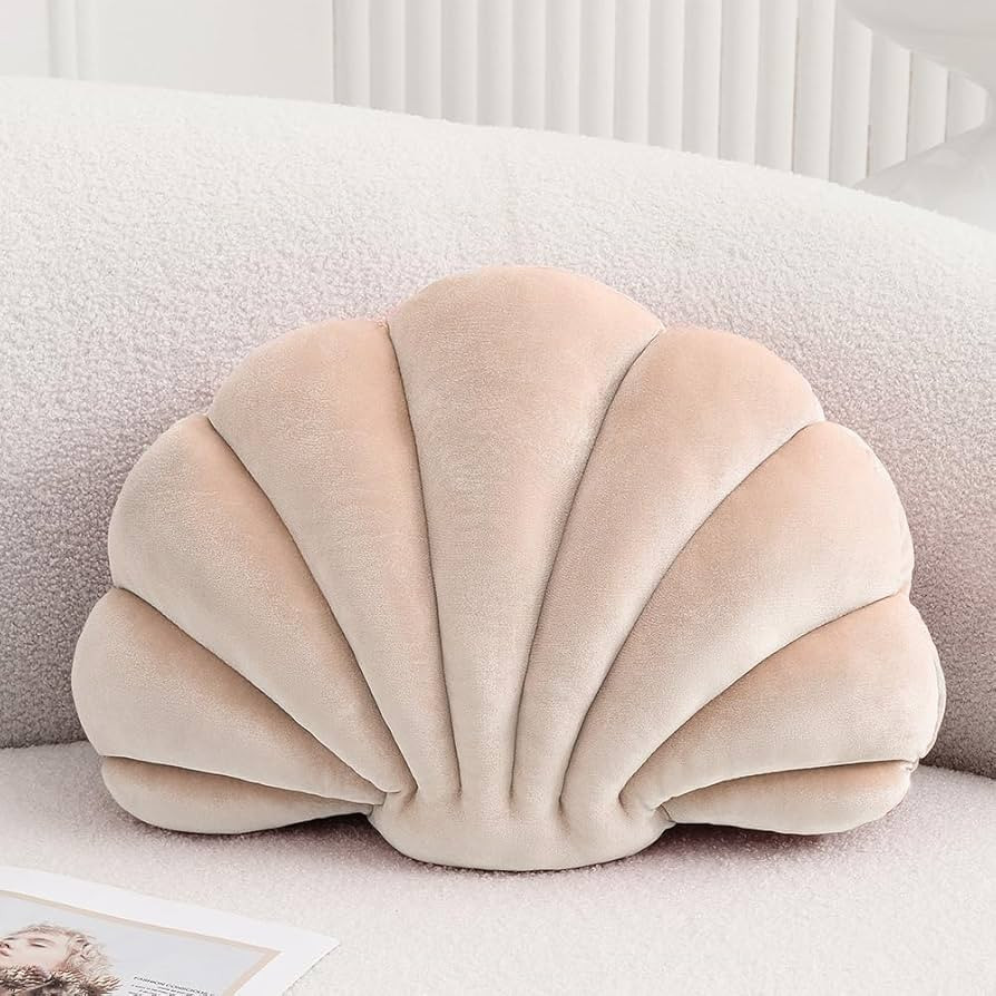 Seashell Decorative Pillow Shell Shaped Throw Pillow 3D Insert Beach Pillow Soft Velvet Pillow Se... | Amazon (US)