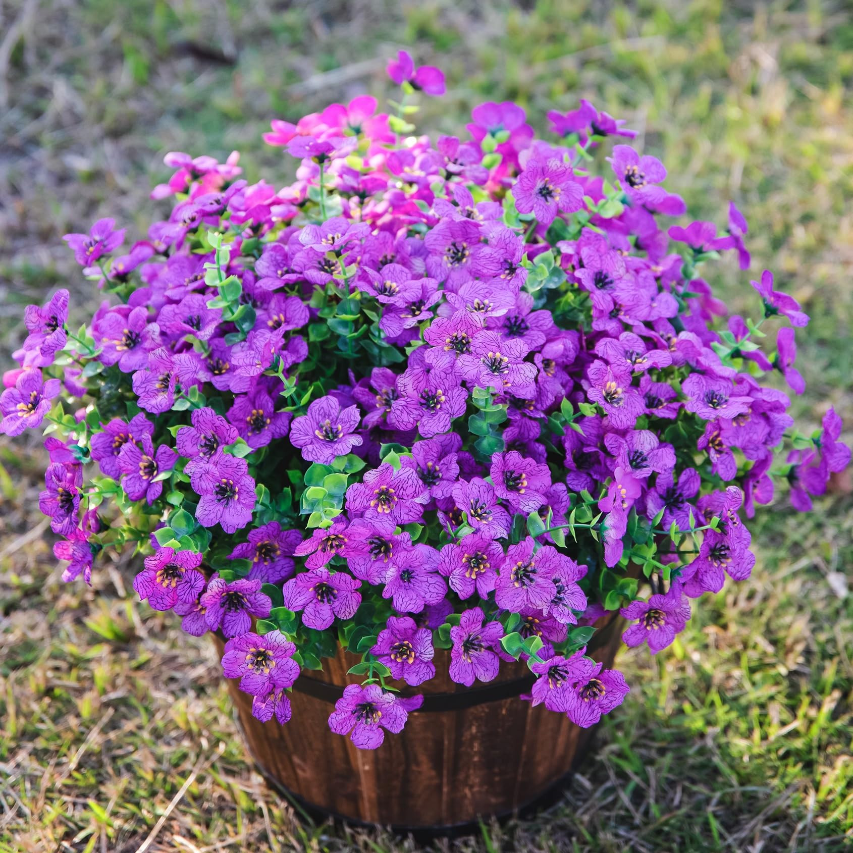 Artificial Faux Spring Plants Flowers for Outdoor Spring Summer Decoration, 12 Bundles Fake UV Re... | Amazon (US)
