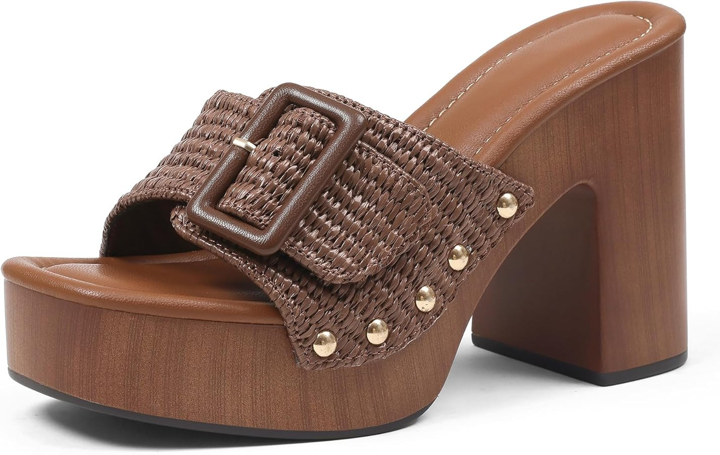 Oiamenne Womens Platform Chunky Heels Sandals Open Toe High Block Heeled Sandals Slip On Slides M... | Amazon (US)