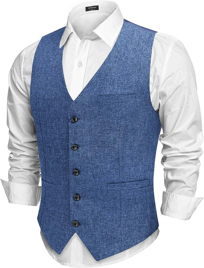 COOFANDY Men Casual Suit Vest Slim Fit Formal Vest Business Weeding Waistcoat | Amazon (US)