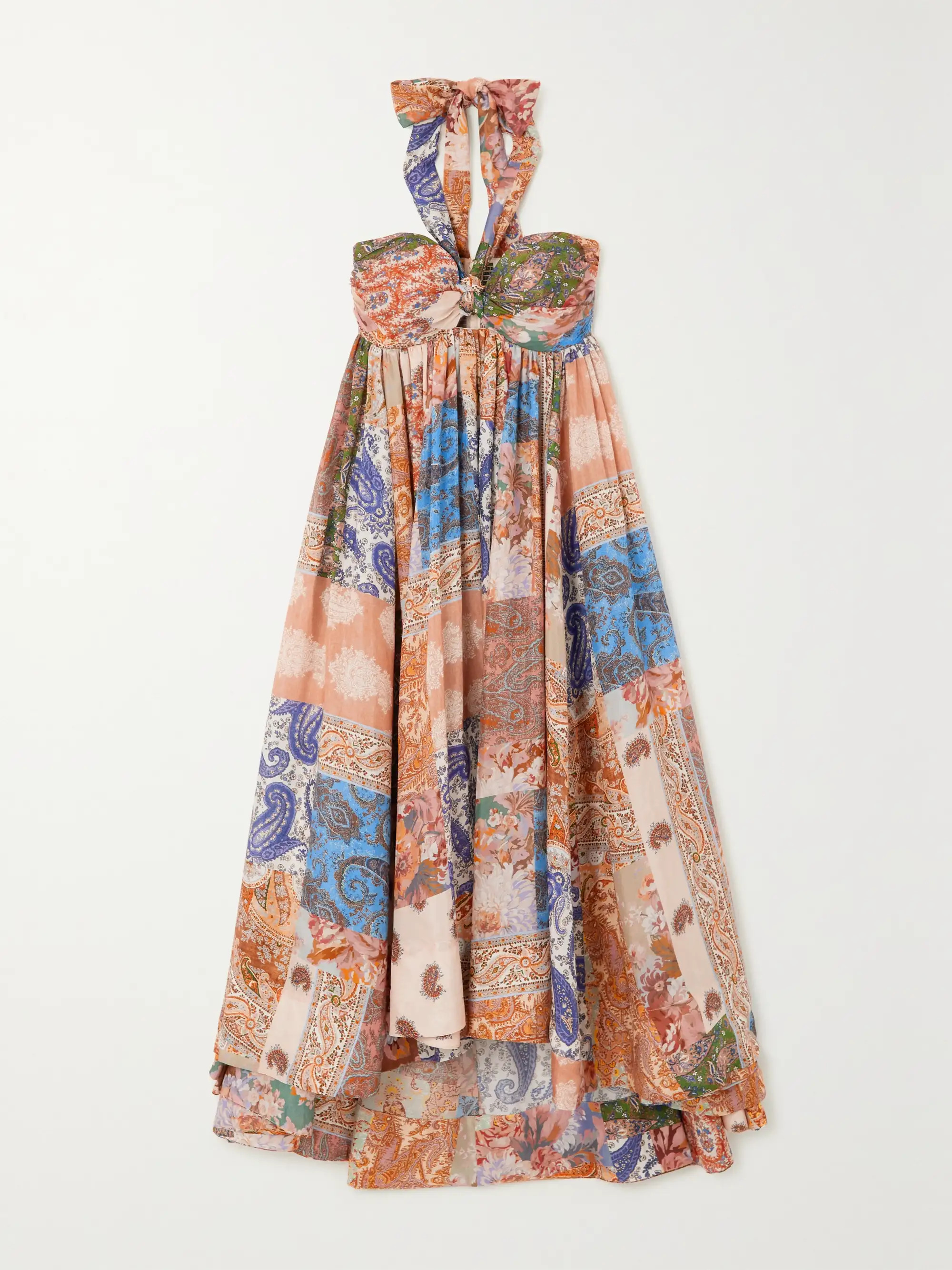 Devi pleated paisley-print silk halterneck midi dress | NET-A-PORTER (US)