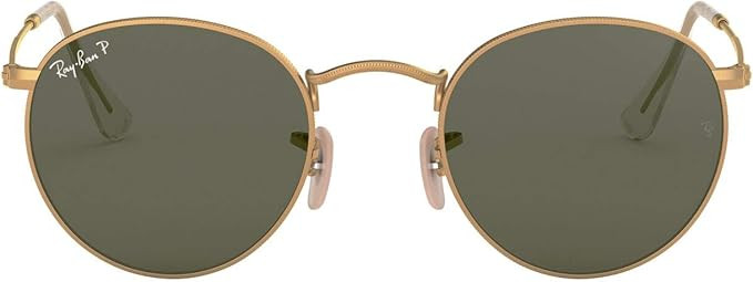 Ray-Ban RB3447 Round Metal Sunglasses, Matte Gold/Polarized Green, 50 mm | Amazon (US)