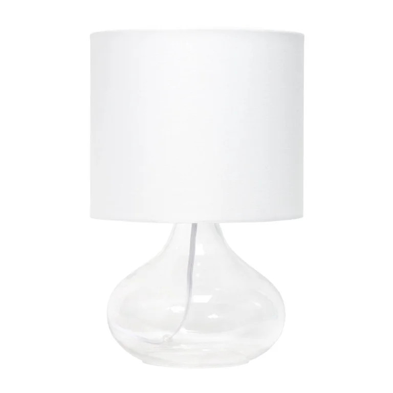 Simple Designs Modern Glass Raindrop Table Lamp Fabric Shade - Clear White Shade | Walmart (US)