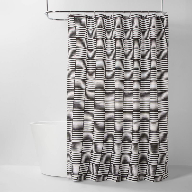 Colorblock Stripe Shower Curtain Black/White - Room Essentials&#8482; | Target