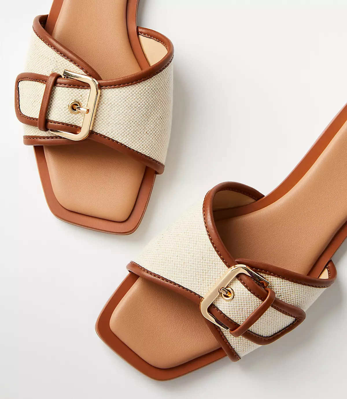 Canvas Buckle Slide Sandals | LOFT