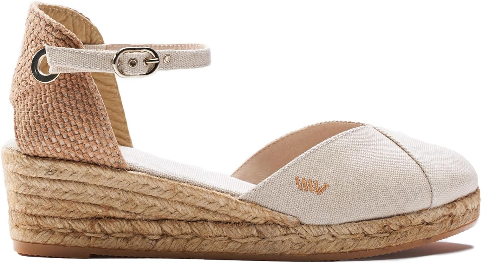 Viscata Pubol Espadrille Canvas Low Wedges with Ankle Strap Spain Handmade 2” Heel Women's Sand... | Amazon (US)