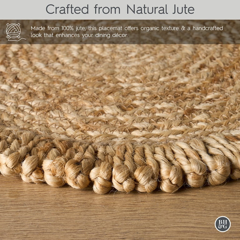 Better Homes and Gardens Jute Flower Design Placemat Woven for Dining Table D\u00e9cor 15" Round | Walmart (US)