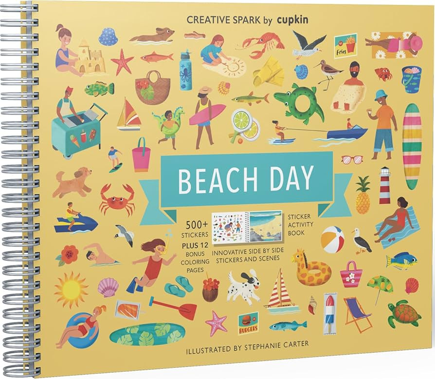 Beach Day Sticker + Coloring Book (500+ Fun Stickers for Kids & 12 Coloring Pages)- Side by Side ... | Amazon (US)