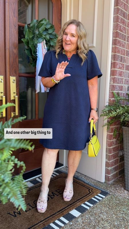 It’s back!!!! This navy textured knit a-line dress sold out in a heart beat last month. Last chance to grab one! 
I’m wearing a large. It’s a generous large. Easily would fit a 14. Don’t wait!!! 
Comes in small medium and large. 
Code NANETTE10 for 10% off the dress!

Allie+Bess code NANETTE20 for my bracelets 

Summer dress front door decor July 4th outfit 

#LTKMidsize #LTKFindsUnder100 #LTKOver40