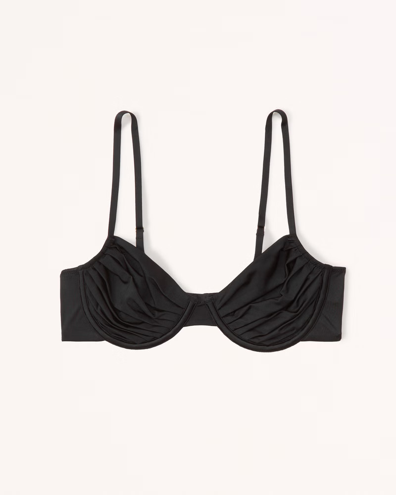 Ruched Satin Balconette Underwire Bralette | Abercrombie & Fitch (US)