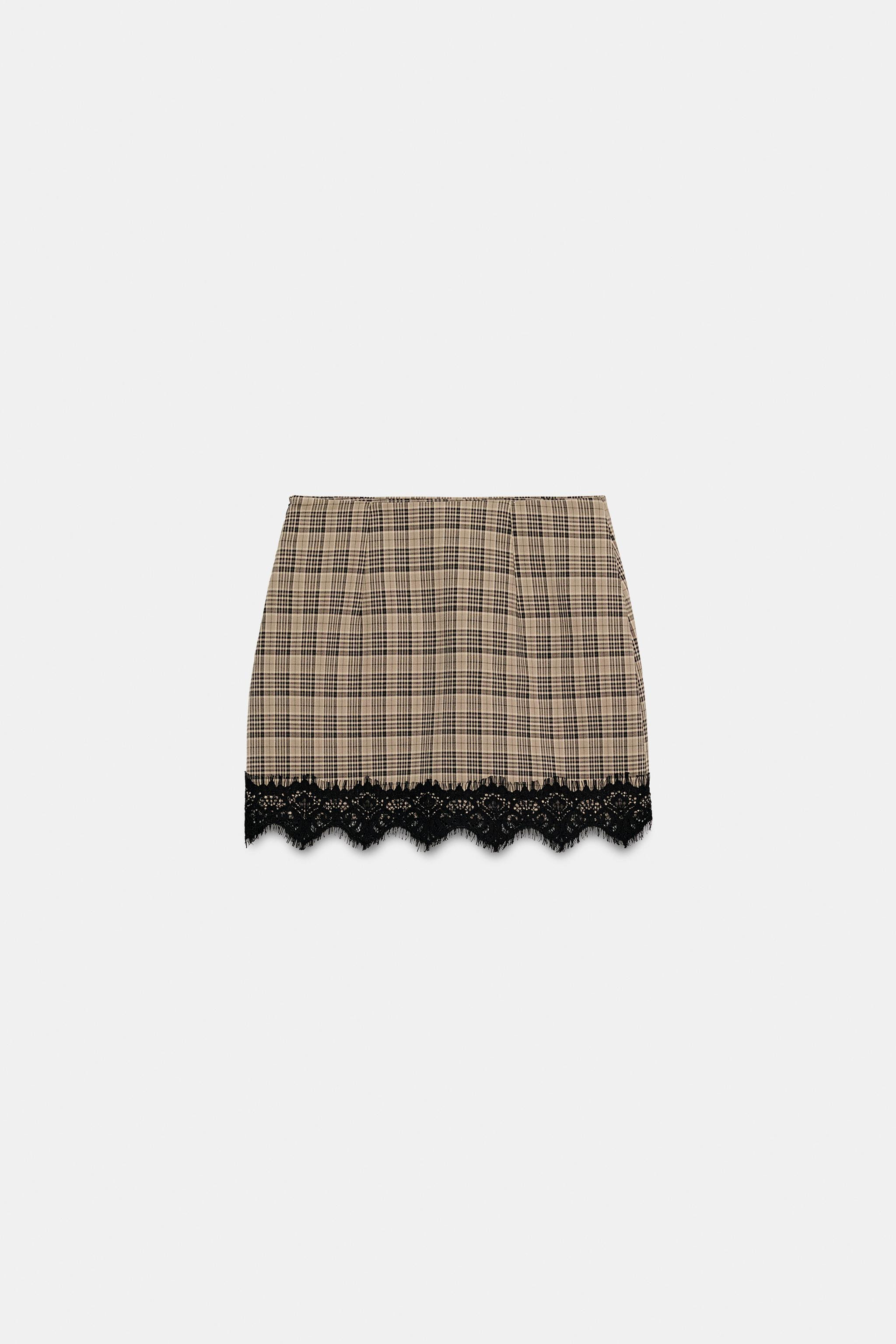 CHECK LACE SKORT | Zara UK