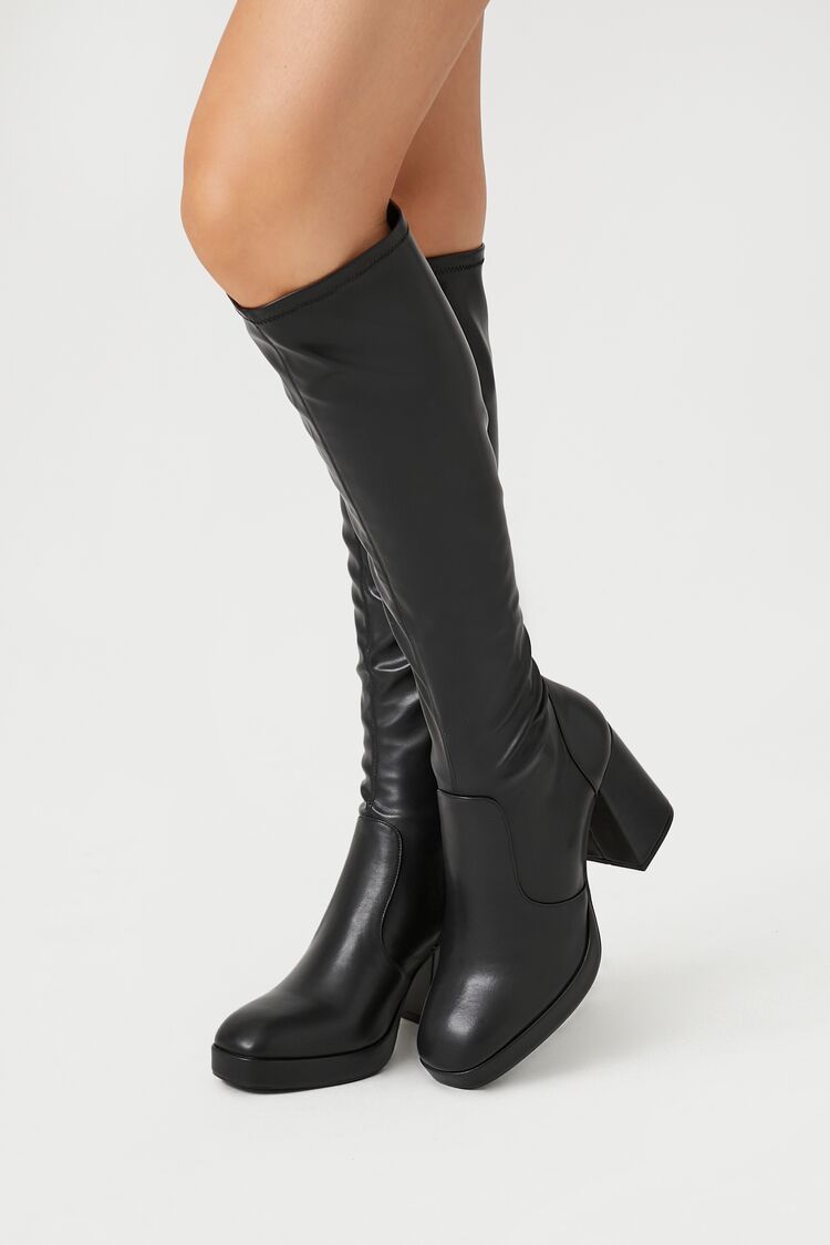 Knee-High Faux Leather Boots | Forever 21 (US)