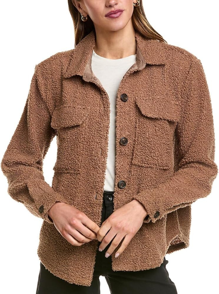 Beach Lunch Lounge Womens Beachlunchlounge Tory Fleece Shacket, Xs, Brown | Amazon (US)