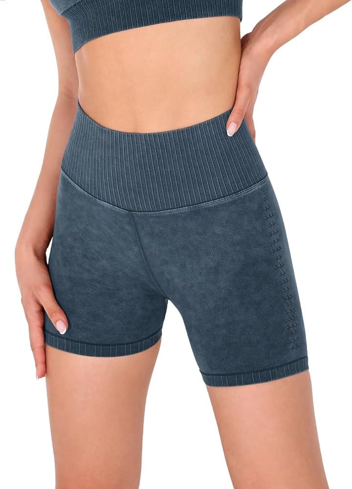 ODODOS Women's Seamless Leggings/Shorts Ribbed High Waist Workout Gym Running Yoga Shorts/Capri L... | Amazon (US)