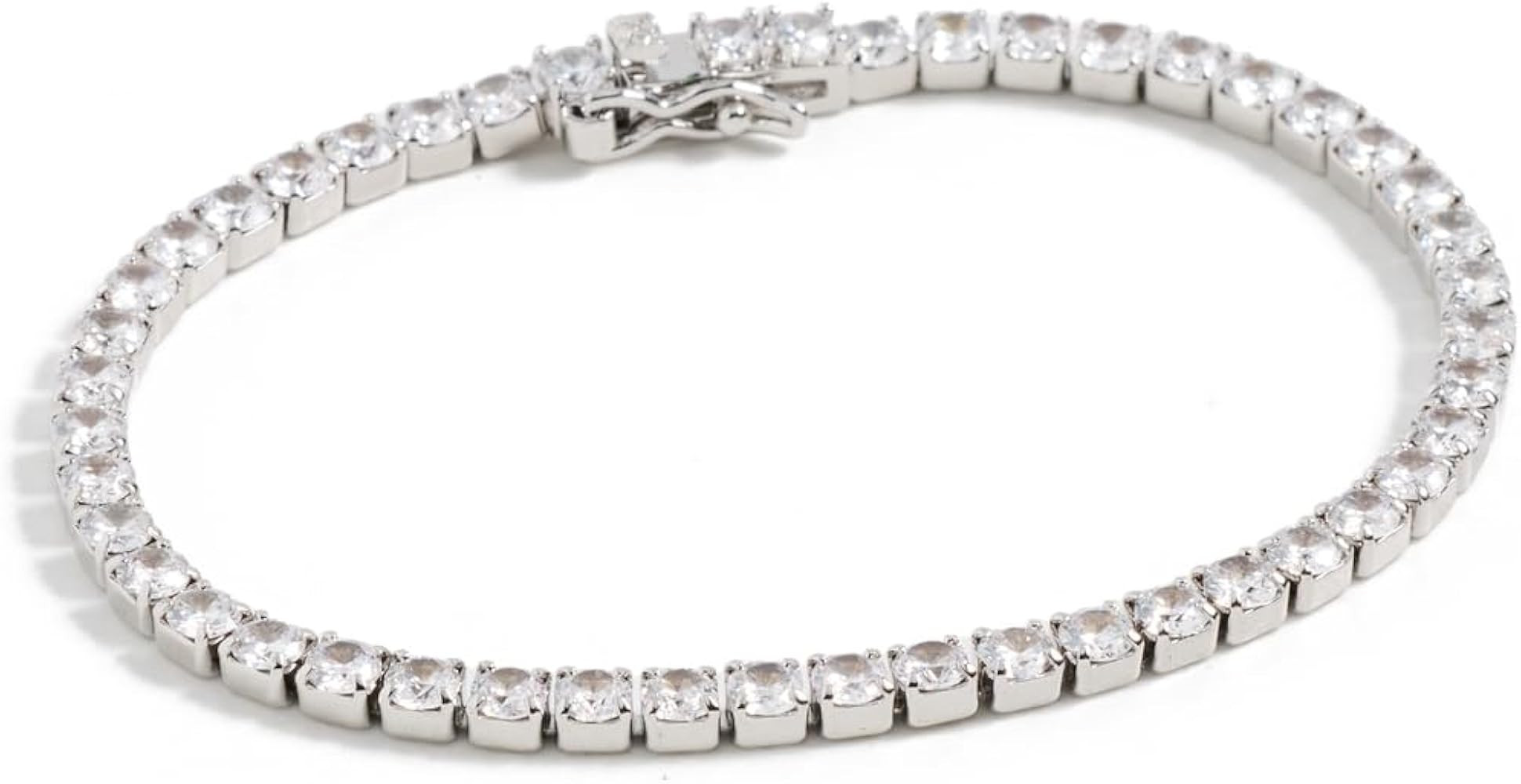 SHASHI Women's Medium Tennis Bracelet, Silver, One Size | Amazon (US)