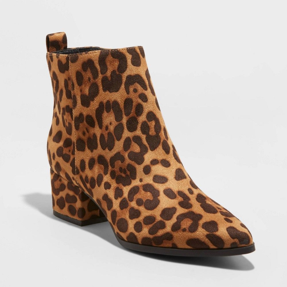 Women's Valerie Leopard Spot City Ankle Bootie - A New Day™ Brown | Target