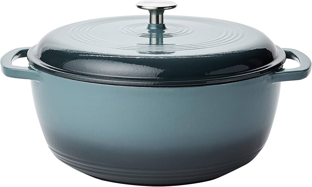Amazon Basics Enameled Cast Iron Covered Dutch Oven, 7.3-Quart, Grey | Amazon (CA)