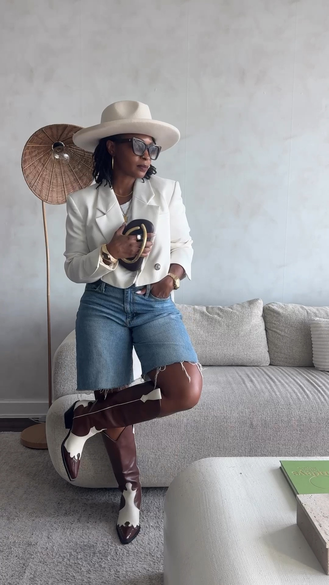 Day 5 and it’s all about taking those summer jorts to the Fall by pairing it with some boots and a cropped blazer. Simple but to the point ! 
This is an easy outfit for the night out, a cute coffee run , or for me a work look! 

These jorts were actually some old jeans I cut up Becasue some trends I’m just not spending money on! 

Hat: @borntoroam  rancher size  xl to fit over my locs! 


#LTKFindsUnder100 #LTKSeasonal #LTKStyleTip