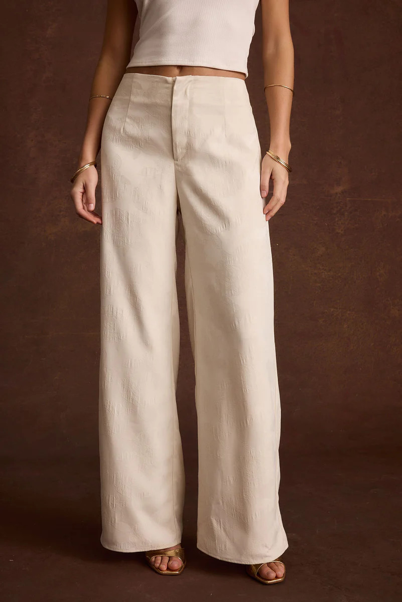 Finnian Ivory Jacquard Trousers | 12th Tribe