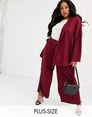 Native Youth Plus wide leg pants with ring pull in satin two-piece | ASOS (Global)