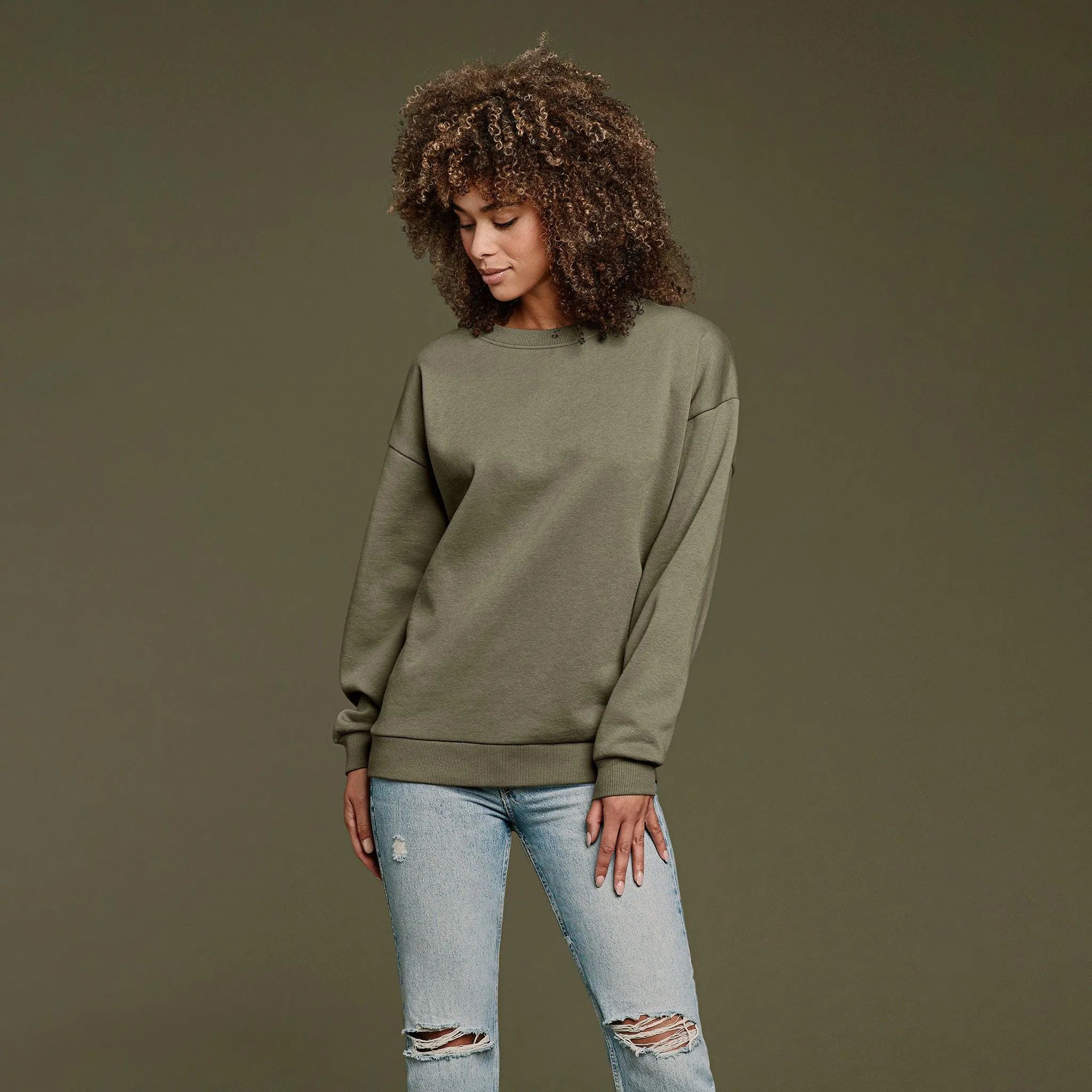 Women's Crewneck Sweatshirt - Dark Olive - nuuds | nuuds