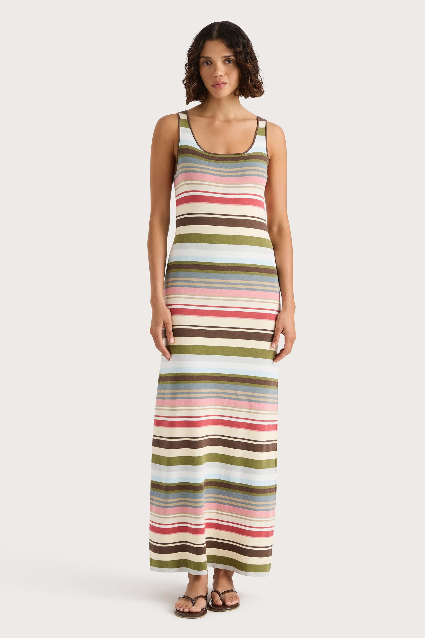Enya Midi Dress Meleu Stripe Multi | Faithfull (AU)