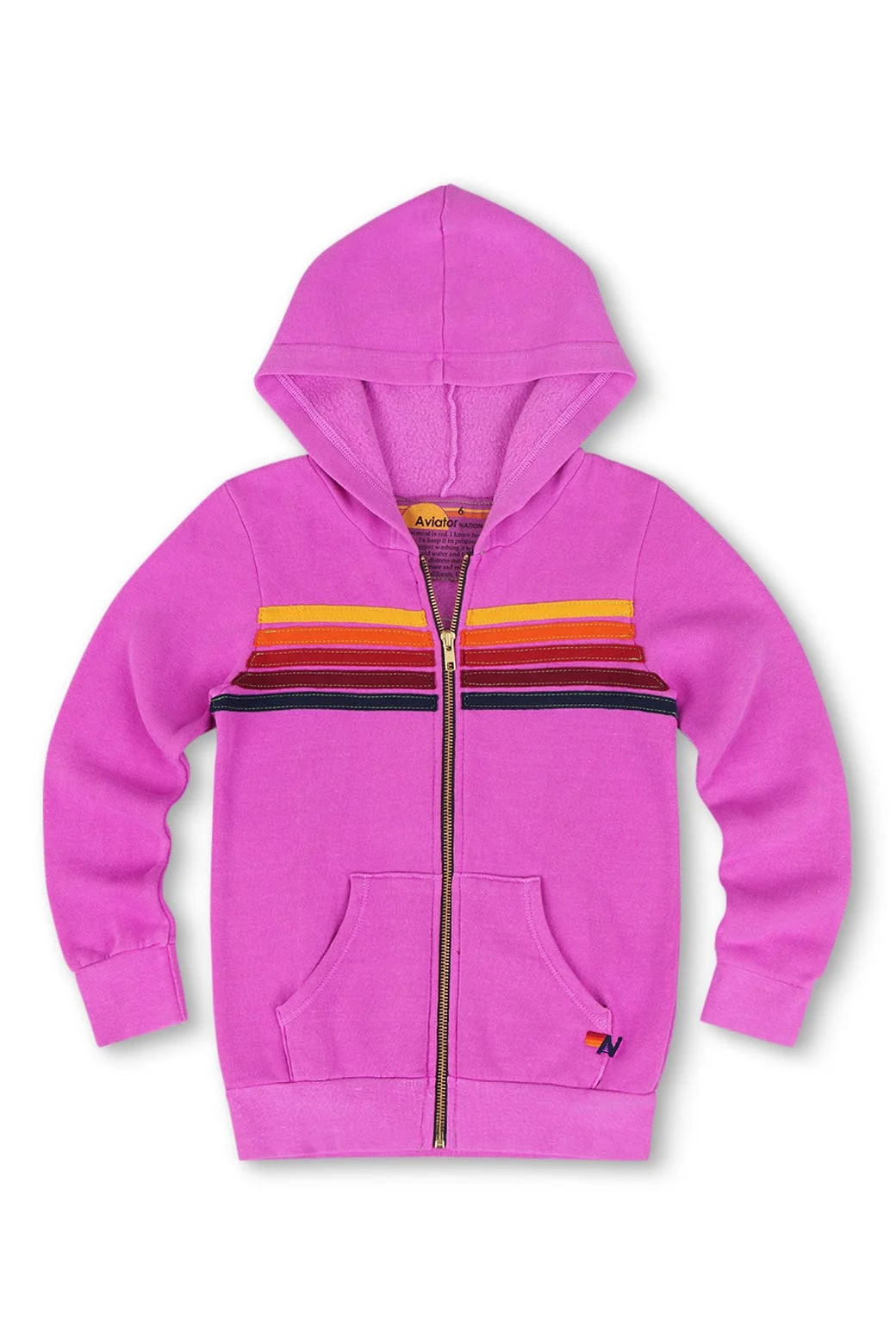 KID'S 5 STRIPE HOODIE - NEON PURPLE | Aviator Nation
