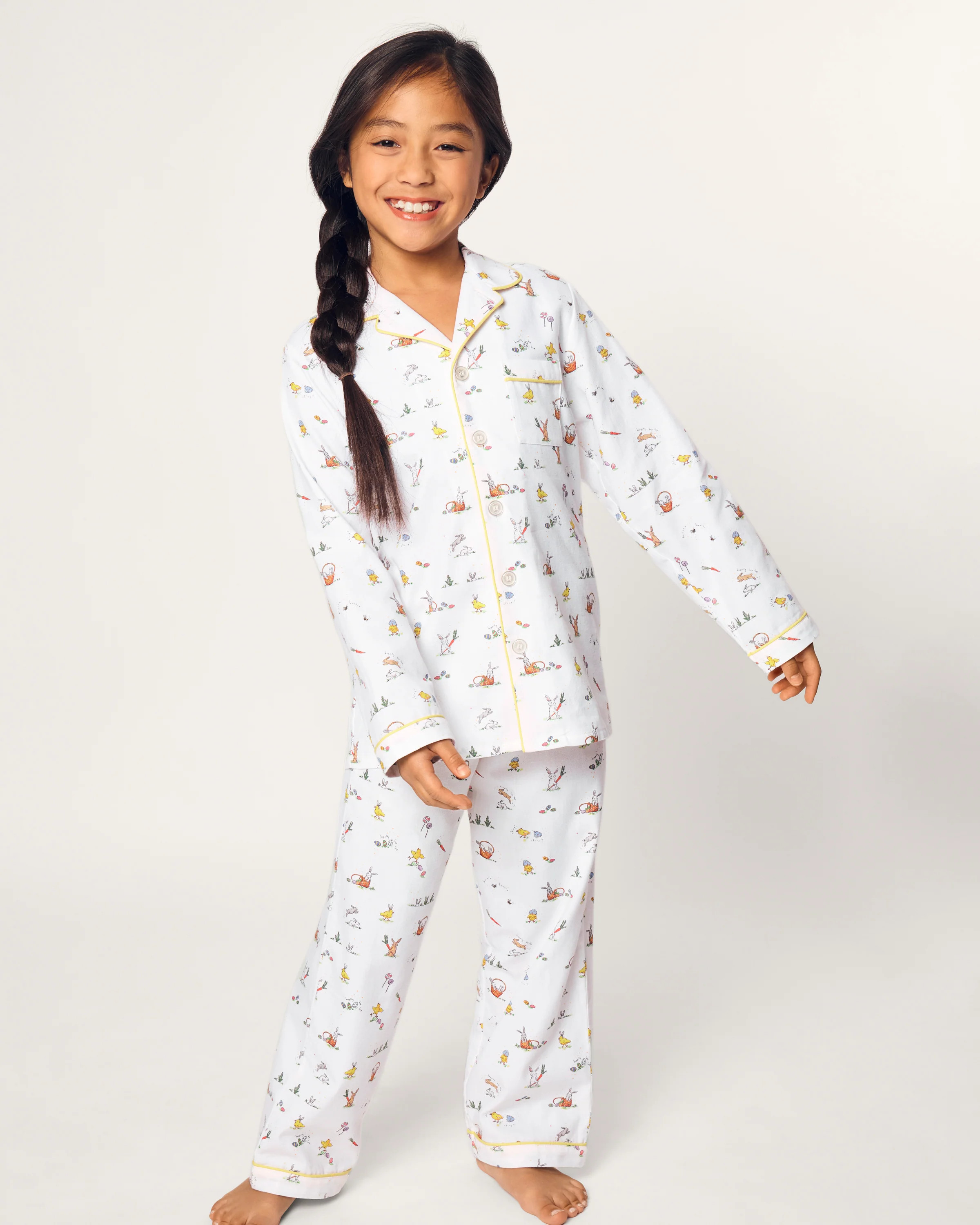 Kid's Twill Pajama Set in Easter Frolic | Petite Plume