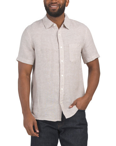 Linen Short Sleeve Shirt for Men | Cotton | Marshalls