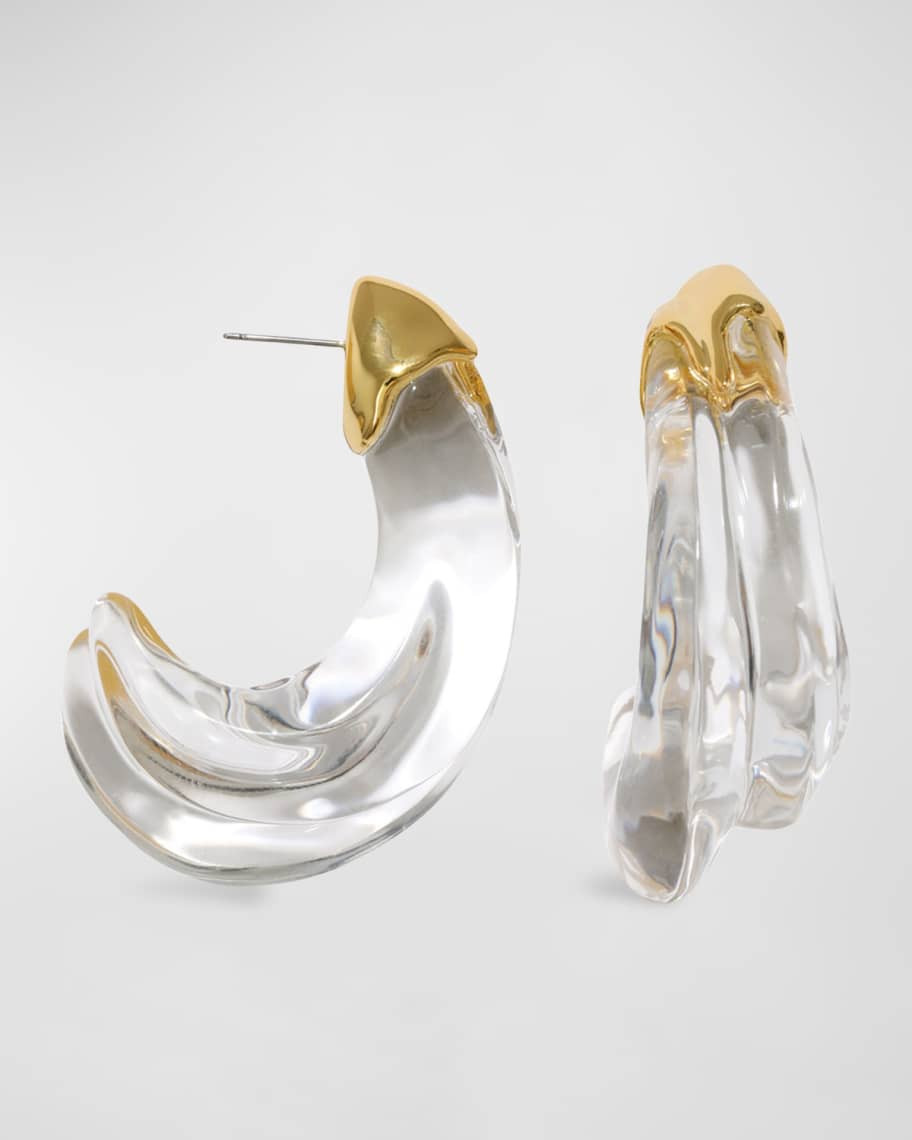 Alexis Bittar Liquid Lucite Large Wave Hoop Earrings | Neiman Marcus
