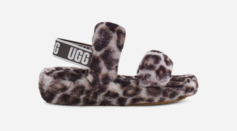 UGG Women's Oh Yeah Panther Print Sheepskin Slippers in Stormy Grey, Size 5 | UGG (US)