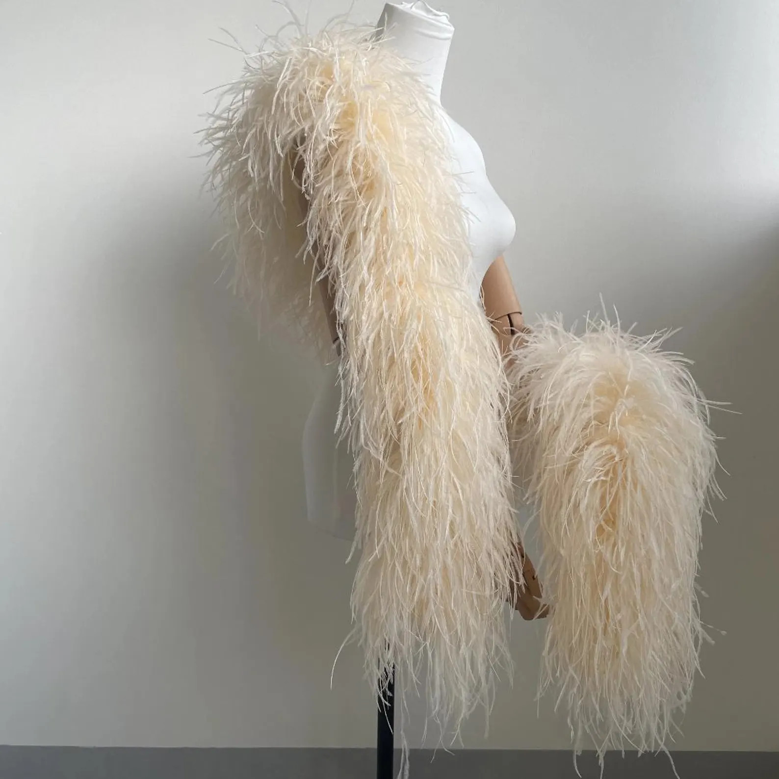 Elegant Champagne Ostrich Feather boa, Bridal Wedding Shawl, Stage Performance Evening Cape | Etsy (Global)