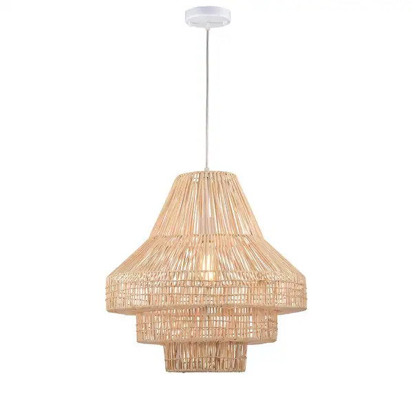 Anita Cream 1-Light 3-Tier Rattan Basket Pendant Light | Bed Bath & Beyond