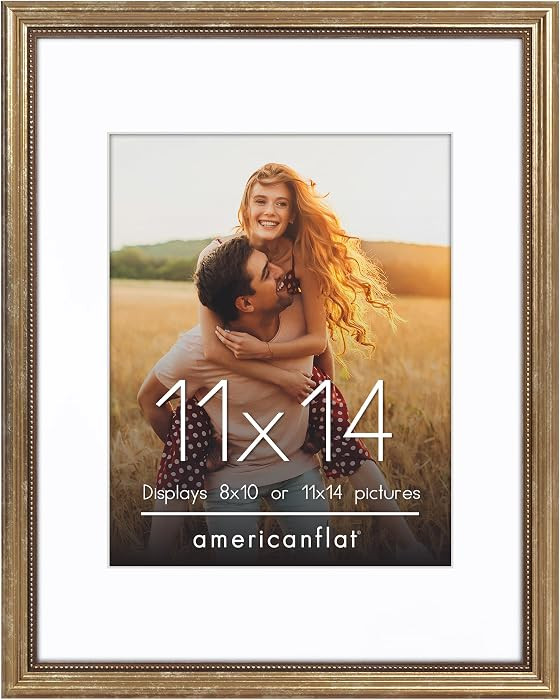 Americanflat Vintage Frames - 11x14 Picture Frame with Beaded Accents and Shatter-Resistant Glass... | Amazon (US)