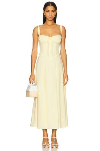 Margaery Midi Dress in Yellow | Revolve Clothing (Global)