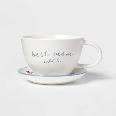 16oz Stoneware Best Mom Ever Latte Mug with Saucer - Threshold™ | Target