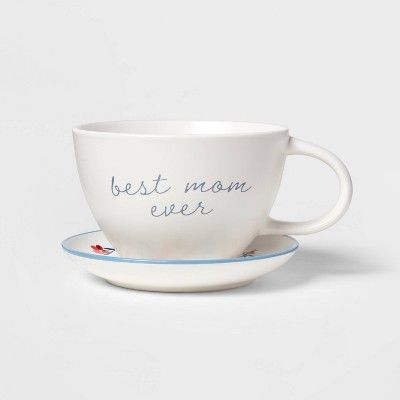 16oz Stoneware Best Mom Ever Latte Mug with Saucer - Threshold™ | Target