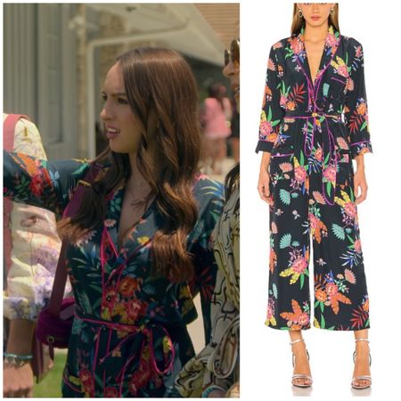 Alexia Umansky’s Black Piped Tropical Print Jumpsuit on Buying Beverly Hills Season 2 Episode 3
