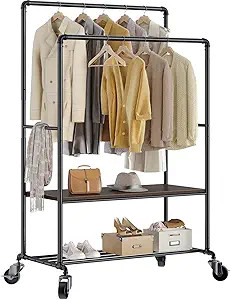 GREENSTELL Clothes Rack with Shelves, Industrial Pipe Style Rolling Garment Rack, Heavy Duty Doub... | Amazon (US)