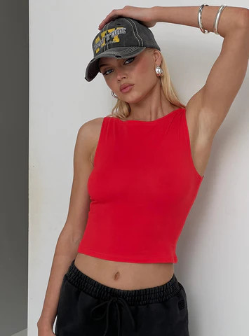 Bleeker High Neck Top Red | Princess Polly US