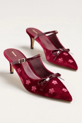 Maeve Bow Kitten-Heel Mules | Anthropologie (US)