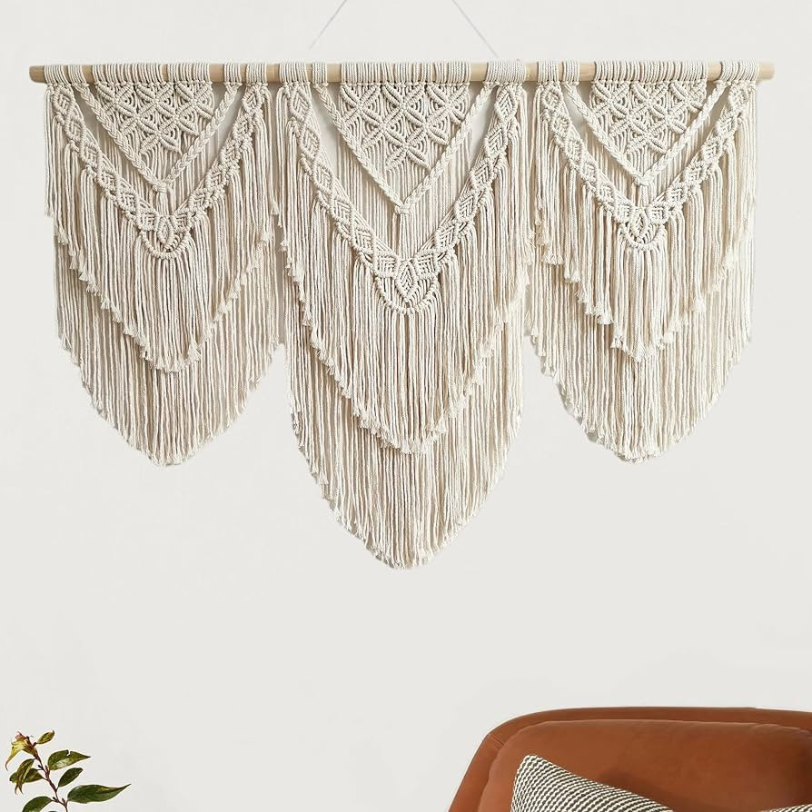 large macrame wall hanging - Boho Tapestry Macrame Wall Decor Art- Chic Bohemian Handmade Woven T... | Amazon (US)